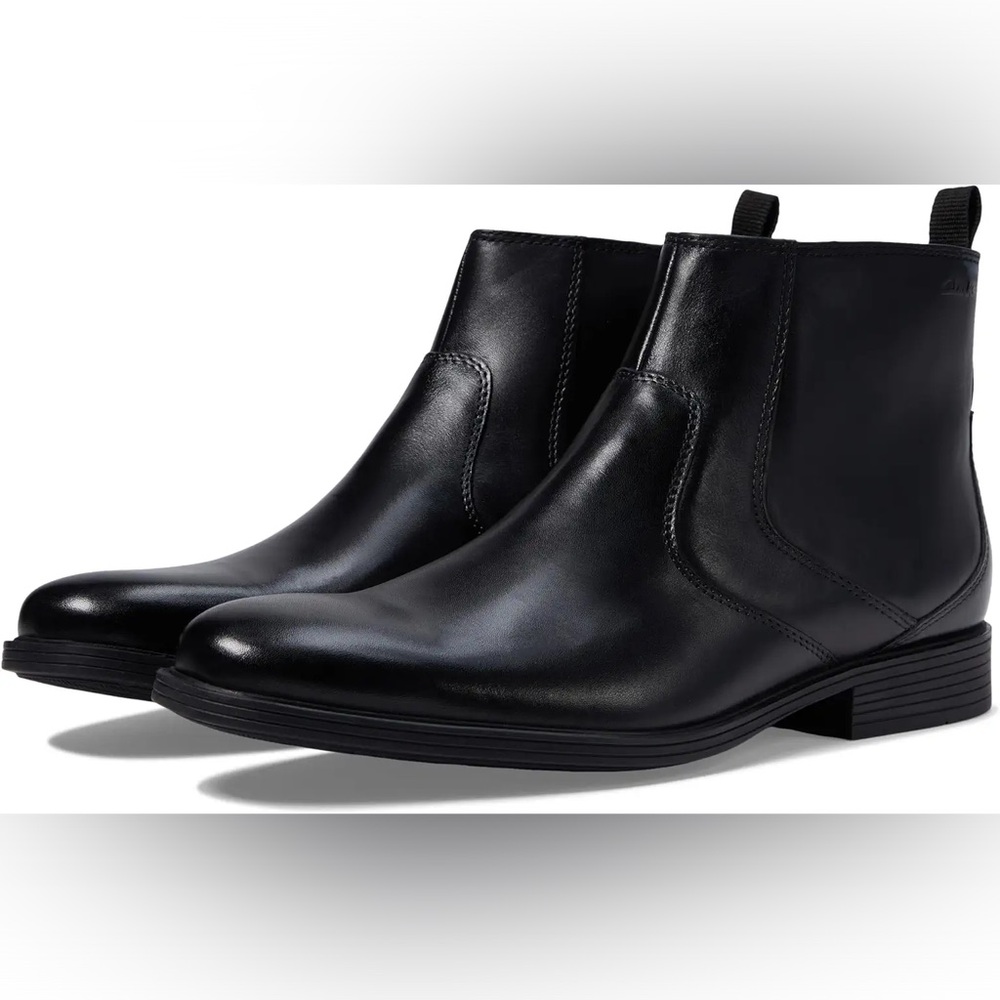 Clarks Whiddon Zip Ankle Leather Boot Waterproof Black Size 7.5 M 40